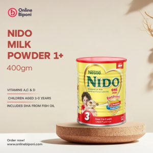 Nestlé NIDO Milk Powder 1+ (400g) – ১–৩ বছর বয়সী শিশুদের জন্য DHA ও ভিটামিন সমৃদ্ধ ফর্মুলা