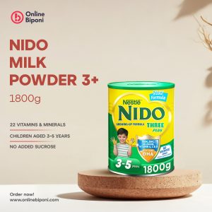 Nestlé NIDO Milk Powder 3+ (1800g) – ৩–৫ বছর বয়সী শিশুদের জন্য ২২ ভিটামিন ও খনিজ সমৃদ্ধ গ্রোয়িং-আপ ফর্মুলা